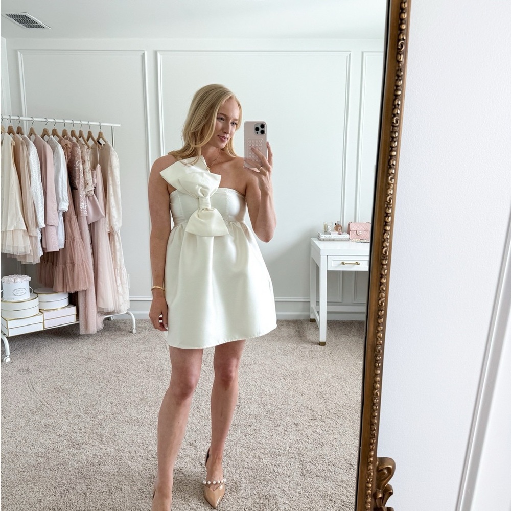 Petal & Pup Cream Asymmetrical Ruffled Mini Dress